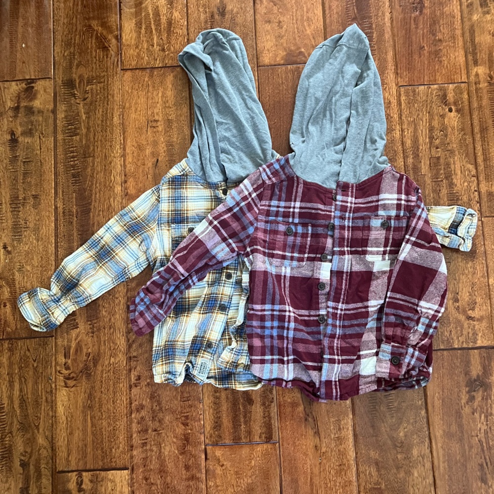 OshKosh B'gosh Hooded Plaid Flannel Shirts